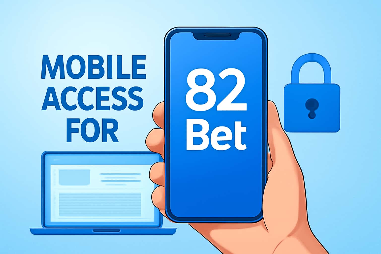 A high-tech illustration depicting mobile device access to the 82 Bet platform.