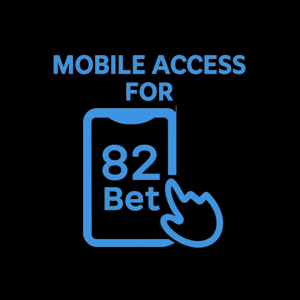 A professional badge illustrating mobile access features for 82 Bet.