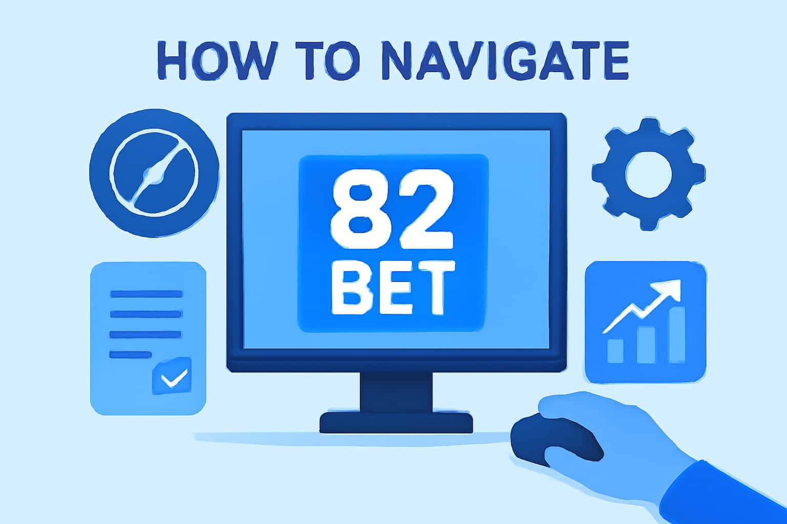 A futuristic digital scene illustrating navigation within the 82 Bet platform.