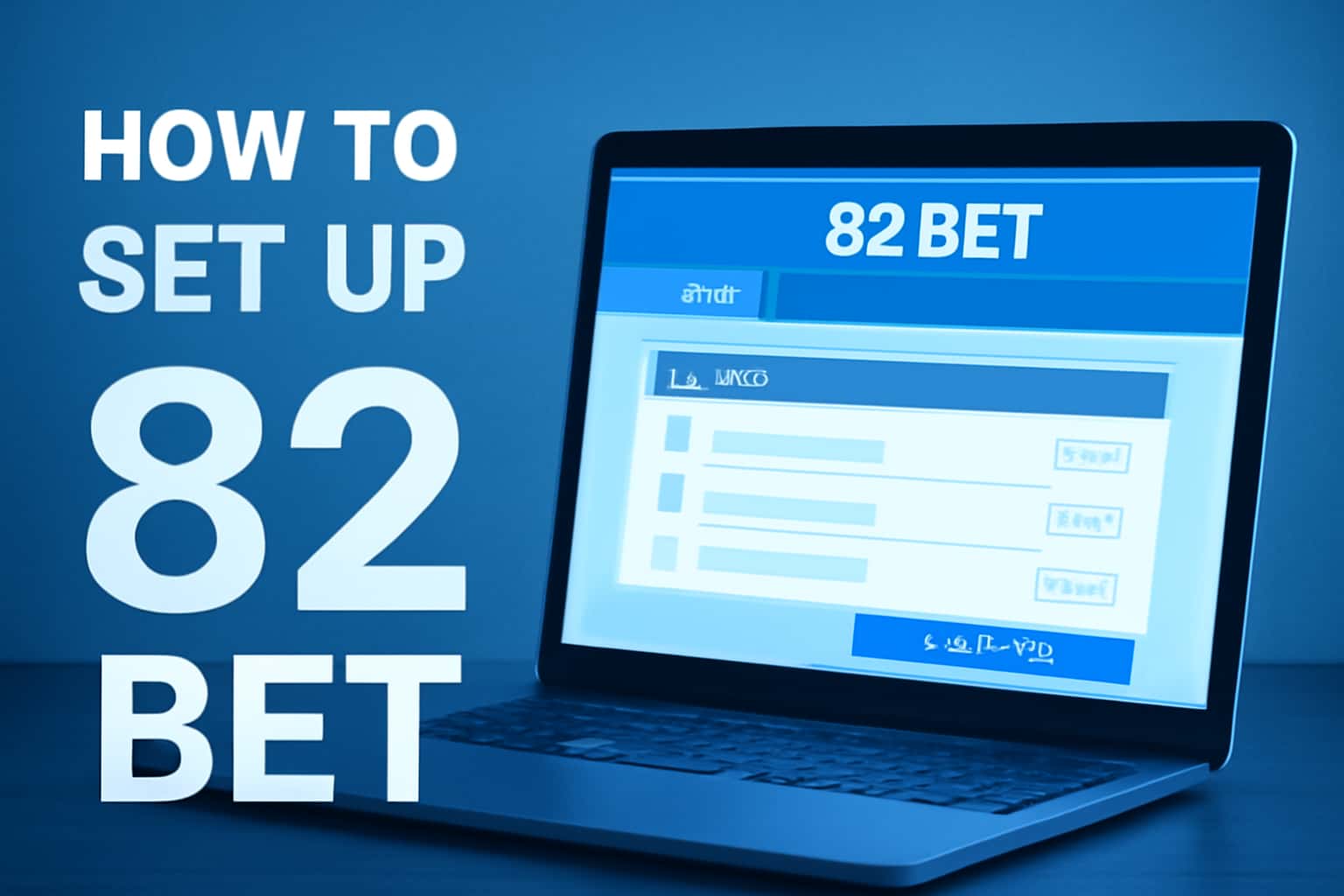 An informative presentation on setting up the 82 Bet account with the text '82 Bet' prominently displayed.